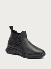 Comfort tech leather Chelsea boots with leo-print elastic - BLACKleo | FRAU