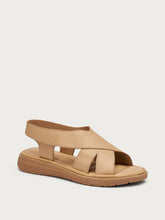 ComfortTech leather sandals with back strap - Caramel | FRAU