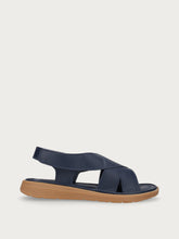 ComfortTech leather sandals with back strap - Navy Blue | FRAU