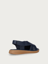 ComfortTech leather sandals with back strap - Navy Blue | FRAU