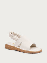 ComfortTech leather sandals with elastic strap - Cream White | FRAU