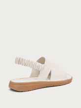 ComfortTech leather sandals with elastic strap - Cream White | FRAU