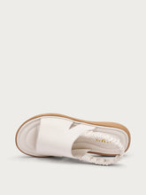 ComfortTech leather sandals with elastic strap - Cream White | FRAU