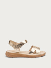 Sandali ComfortTech in pelle laminata con strap - Platino | FRAU