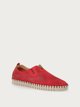Laser-etched nubuck slip-ons - Cherry | FRAU