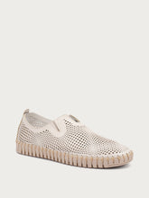 Laser-etched leather slip-ons - Cream White | FRAU