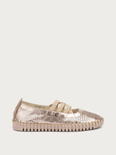 Ballerinas aus gelasertem laminiertem Leder - Platin | FRAU