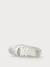 Laser-etched laminated leather ballet flats - Silver | FRAU