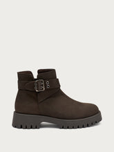 Nubuck ankle boots with lug sole - Chocolate | FRAU