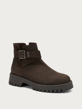 Nubuck ankle boots with lug sole - Chocolate | FRAU
