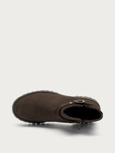 Nubuck ankle boots with lug sole - Chocolate | FRAU