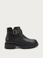 Leather ankle boots with lug sole - Black | FRAU
