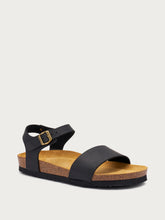 Sandali in nabuk ingrassato con fussbet in sughero - Nero | FRAU