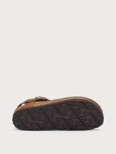 Sandali infradito in nabuk ingrassato con fussbet in sughero - Cognac | FRAU