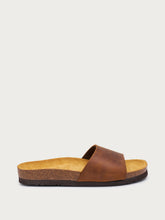 Oiled nubuck sliders with plain strap - Cognac | FRAU