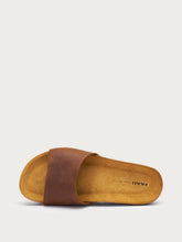 Oiled nubuck sliders with plain strap - Cognac | FRAU