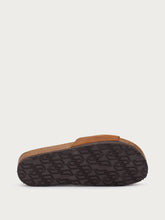 Oiled nubuck sliders with plain strap - Cognac | FRAU