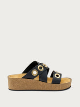 Ciabatte platform in pelle con occhielli - Nero | FRAU