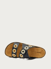 Ciabatte platform in pelle con occhielli - Nero | FRAU
