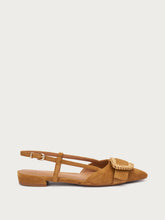Suede slingbacks with raffia-covered buckle - Rye | FRAU
