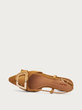 Suede slingbacks with raffia-covered buckle - Rye | FRAU