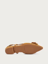 Suede slingbacks with raffia-covered buckle - Rye | FRAU