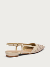 Slingback aus Bast mit Fischgrätoptik - Creme | FRAU