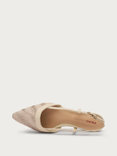 Slingback aus Bast mit Fischgrätoptik - Creme | FRAU