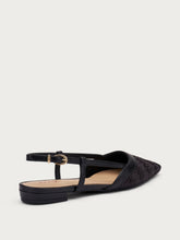 Slingback aus Bast mit Fischgrätoptik - Schwarz | FRAU