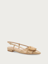 Slingback aus Lackleder mit Bast-Detail - Sand | FRAU