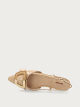 Slingback aus Lackleder mit Bast-Detail - Sand | FRAU