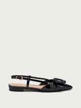 Slingback aus Lackleder mit Bast-Detail - Schwarz | FRAU