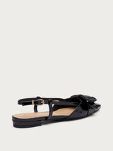 Slingback aus Lackleder mit Bast-Detail - Schwarz | FRAU