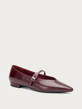 Leather pointed-toe ballet flats - Bordeaux | FRAU