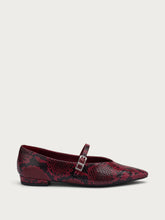 Snake-print leather pointed-toe ballet flats - Bordeaux | FRAU
