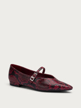 Snake-print leather pointed-toe ballet flats - Bordeaux | FRAU