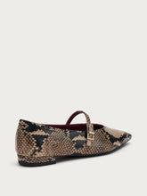 Snake-print leather pointed-toe ballet flats - Taupe | FRAU