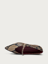 Snake-print leather pointed-toe ballet flats - Taupe | FRAU