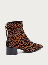 Heeled ankle boots in leo-print fabric - Leo | FRAU