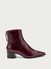 Heeled ankle boots in creased-effect shiny leather - Bordeaux | FRAU