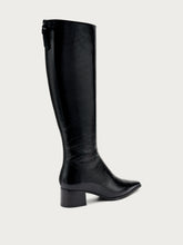 Heeled boots in shiny creased-effect leather - Black | FRAU