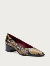Snake-print leather Almond-Cut pumps - Taupe | FRAU