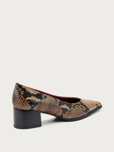 Snake-print leather Almond-Cut pumps - Taupe | FRAU