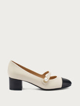 Mary-Janes aus Leder mit Perle - Schwarzcreme | FRAU