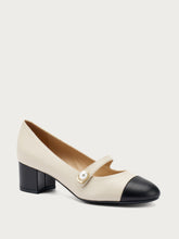 Mary-Janes aus Leder mit Perle - Schwarzcreme | FRAU