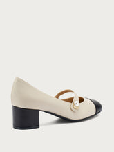 Mary-Janes aus Leder mit Perle - Schwarzcreme | FRAU