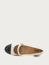 Mary-Janes aus Leder mit Perle - Schwarzcreme | FRAU