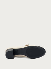 Mary-Janes aus Leder mit Perle - Schwarzcreme | FRAU