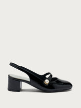 Slingback in vernice con perla - Nero | FRAU