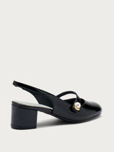 Slingback in vernice con perla - Nero | FRAU